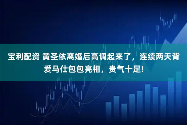 宝利配资 黄圣依离婚后高调起来了，连续两天背爱马仕包包亮相，贵气十足!